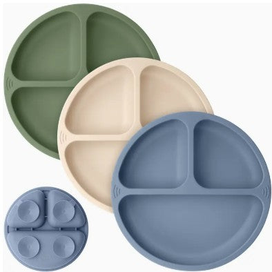 3-Pack Prep Suction Plates For Baby, Bpa-Free Silicone Plate