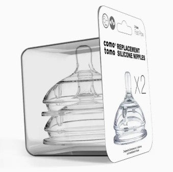 Comotomo Baby Bottle Silicone Replacement Nipples (2 Pack) - Fast Flow -6+ months