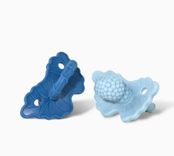Razberry Silicone Teether 2PK - Dark Blue & Powder Blue