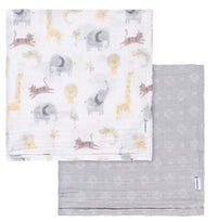 2-Pack Baby Neutral Animal Geo Muslin Blanket
