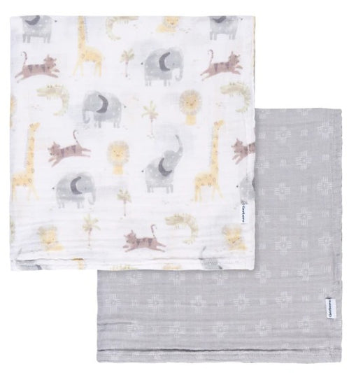 2-Pack Baby Neutral Animal Geo Muslin Blanket