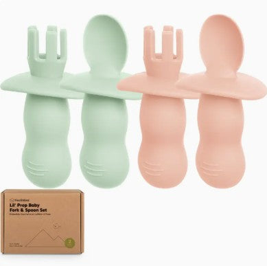 4-Pack Prep Silicone Baby Spoons & Forks Set For Toddlers