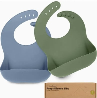 2-Pack Prep Silicone Bibs For Babies, Toddlers, Boys, Girls