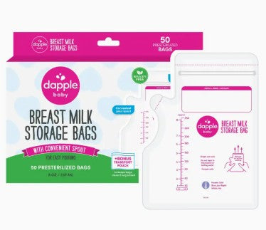 Dapple Baby Breast Milk Storage Easy Pour Bags, 50ct
