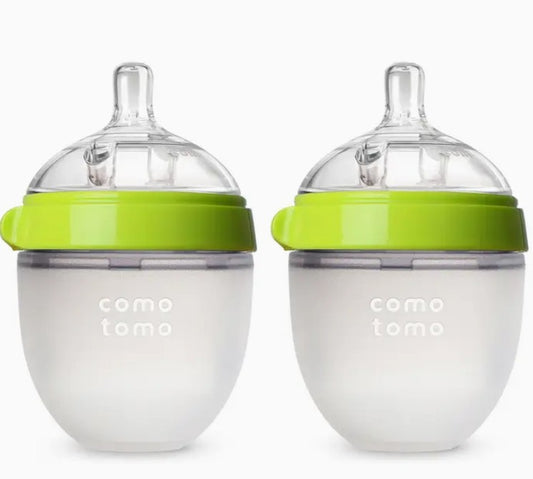Comotomo Baby Bottle, Double Pack - 5 oz - Green