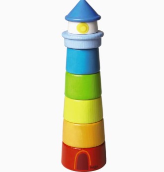 Wooden Rainbow Lighthouse – Montessori Stacker & Balance Toy