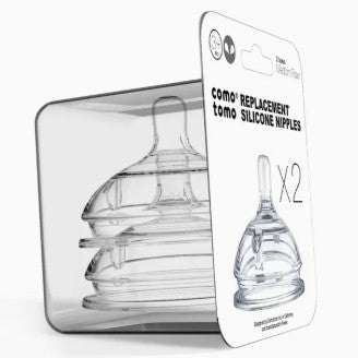 Comotomo Baby Bottle Silicone Replacement Nipples (2 Pack) - Medium Flow - 3-6 months