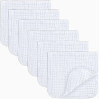 Muslin Burp Cloths By Comfy Cubs - White (Pack of 6)