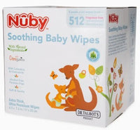 Nuby Soothing Baby Wipes, Unscented, 512 Count