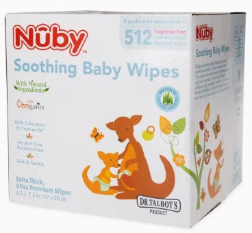 Nuby Soothing Baby Wipes, Unscented, 512 Count