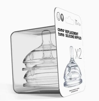 Comotomo Baby Bottle Silicone Replacement Nipples (2 Pack) - Slow Flow - 0-3 months