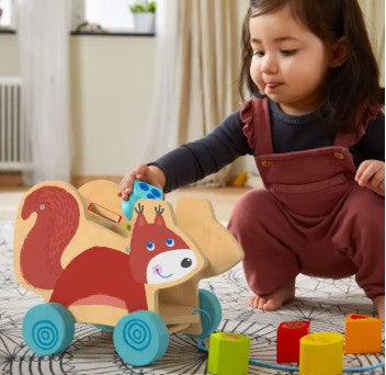 Squirrel Pull-Along Toy & Sorting Box - Toddler Activity Set